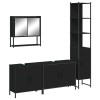 Set mobilier de baie, 4 piese, negru, lemn prelucrat