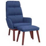 Cumpara ieftin Scaun de relaxare cu taburet, albastru, textil