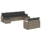 Cumpara ieftin Set canapele de gradina, 9 piese, cu perne, gri, poliratan