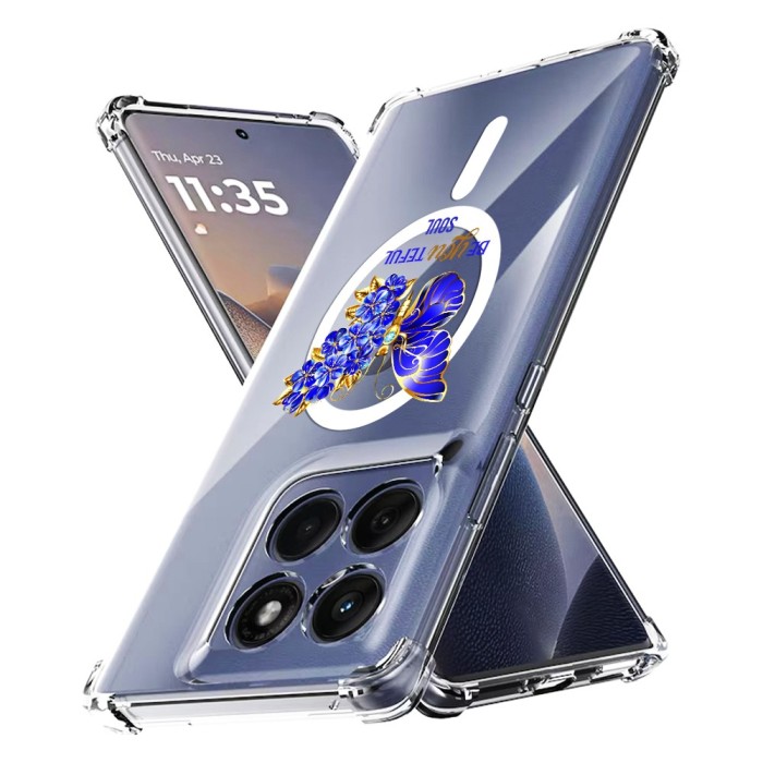 Husa antisoc pentru motorola edge 60 / edge 60 fusion airbag tpu, col&Egrave;uri ranforsate- butterfly albastru