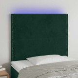 vidaXL Tăblie de pat cu LED, verde &icirc;nchis, 100x5x118/128 cm, catifea 3122329