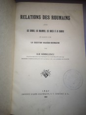 Relations des roumains avec les serbes, les bulgares, les grecs et la Croatie... La question Macedo-Roumanie - Ilie Barbulescu - carte in lb. franceza