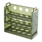 Suport Organizator pentru Oua, Cyrax, pentru Frigider, Verde transparent, Capacitate 30 oua, Trei straturi, cu Data de Expirare, 25.5x10x23 cm