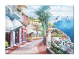 Tablou gigant Capri Italia pictat manual, O zi minunata, 120x90cm ulei pe panza, Valentin Pop