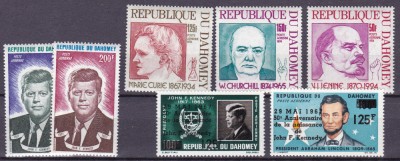 Dahomey 1967/73/74 personalitati MI 313-14/537-38/558-60 MNH foto