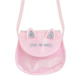 Geantă Crossbody Fete, Model Pisică, Glitter Holografic, Roz, 12x6x10cm, Oem