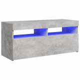 Comodă TV cu lumini LED, gri beton, 90x35x40 cm