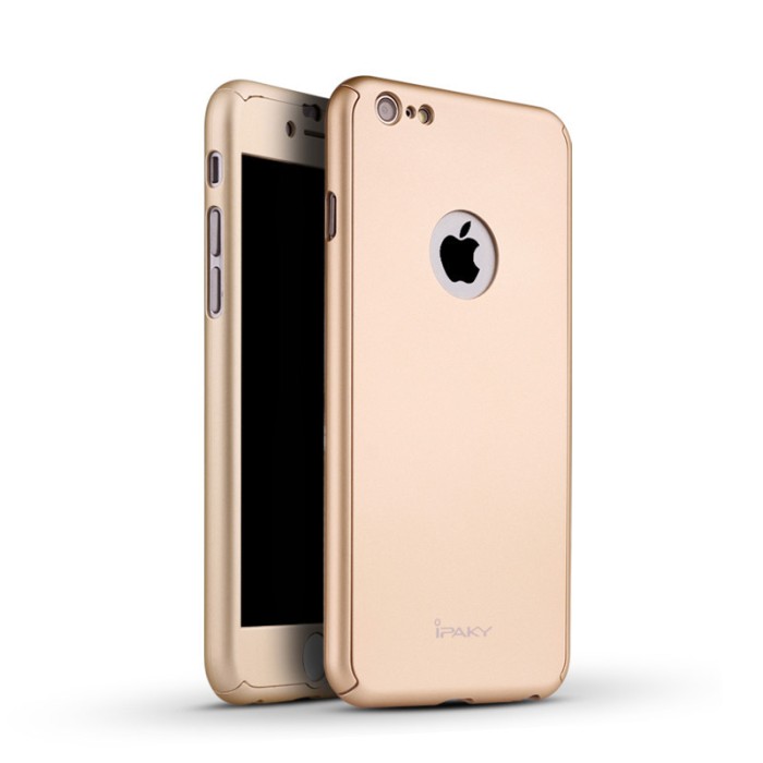Husa IPAKY Glamour - Full Protect 360 Decupata - Iphone 6 / 6S (Gold) cu Folie Protectie Ecran