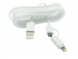 Cablu De Date MRG M-175, 2 In 1, Iphone 5/6 + Micro USB, Alb C175, Other