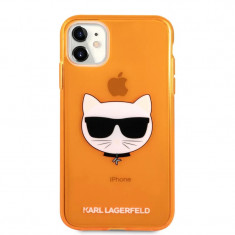 Husa Karl Lagerfeld Choupette Head pentru iPhone 11 Portocaliu foto