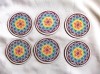 Set 6 Suporturi Pahare Floarea Vietii, Pictate Manual, Diametru 9cm, Multicolor
