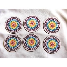 Suport pahare cu floarea vietii in culori vii, set suport pahare 41875