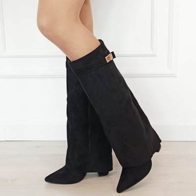 Cizme negre elegante cu toc comod 9501A 113 foto