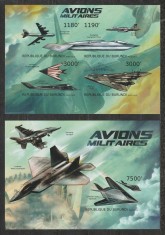 Burundi 2012 - Avioane Militare S/S 1v + M/S 1v NEDANTELATE MNH