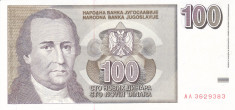 Bancnota Iugoslavia 100 Novih Dinara 1994 - P152 UNC foto