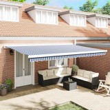 vidaXL Cortina Retractabilă Albastru și Alb 500 &times; 300 cm