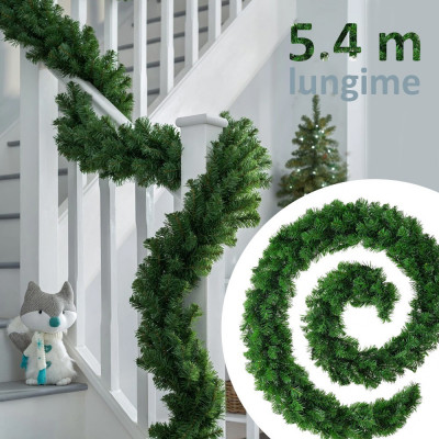 Ghirlanda decorativa Luxury Pine din crengi de brad artificial, lungime 5.4 m, ace 3D, decor Craciun foto