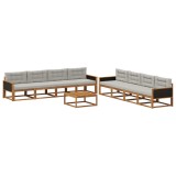 vidaXL Set de canapele de exterior 9 pcs Natural și Gri deschis 3382434
