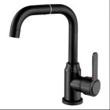Baterie Monocomanda Lavoar Bucatarie Pipa Pivotanta Aliaj Negru Cartus Ceramic Inox Satinat Rece Calda