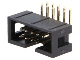 Conector IDC soclu tată 10 pini unghi 90&deg; THT aurit 2,54mm