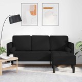 Cumpara ieftin Canapea formă L, 3 locuri, negru, 160 cm, textil