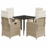 Set mobilier de gradina cu perne, 5 piese, bej, poliratan