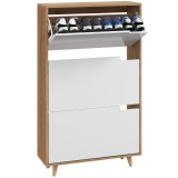 HOMCOM Dulap pentru Pantofi cu Economie de Spațiu cu 3 Sertare și Raft Reglabil, Suport Subțire pentru, 72x24x119 cm, Alb | Aosom Romania