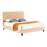 Cumpara ieftin Pat dublu Franky piele ecologica PU bej 166x206x116.5 cm