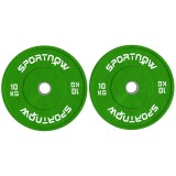 SPORTNOW Set de 2 Discuri Greutăți 2x10 kg din Cauciuc, cu Gaură de 5 cm pentru Gantere și Grijuri, &Oslash;45x4 cm, Verde | Aosom Romania