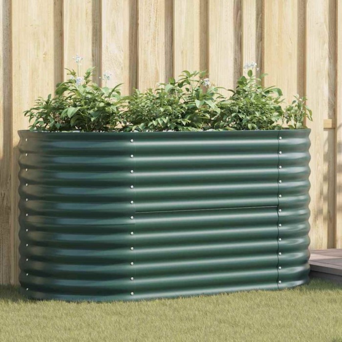 vidaXL Strat &icirc;nălțat de grădină Verde 160 x 80 x 81 cm Oțel 42008125