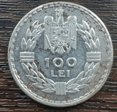 (A698) MONEDA DIN ARGINT ROMANIA - 100 LEI 1932, MONETARIA LONDRA - CAROL II foto