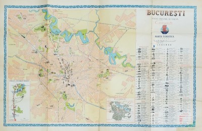 BUCURESTI , HARTA TURISTICA , EDITATA DE OFICIUL NATIONAL DE TURISM &amp;#039; CARPATI &amp;#039; , 1957 foto