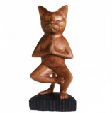 Cumpara ieftin Decoratiune Pisica Yoga Din Lemn, Feng Shui, Meditatie