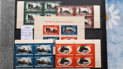 1948-Romania-Munca in comunicatii-Lp245,246-Bl4+col.-guma orig.-MNH foto