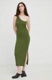 Gestuz rochie culoarea verde, midi, dreaptă