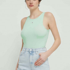 Tommy Jeans top femei, culoarea verde DW0DW17382