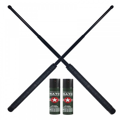 Set 2 bastoane telescopice, Police, 50 cm, 2 sprayuri NATO, 60 ml, cadou foto