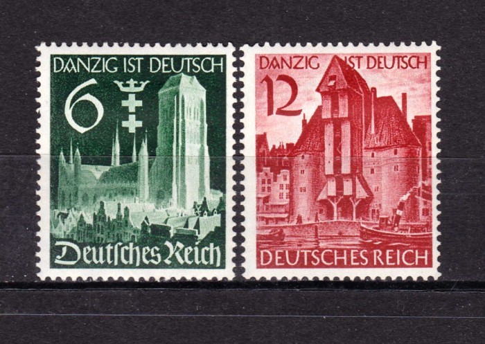 ✅ (S40) Germania Reich 1938 &quot; Anexarea Danzig &quot; ,serie Mi.714/715 , MH