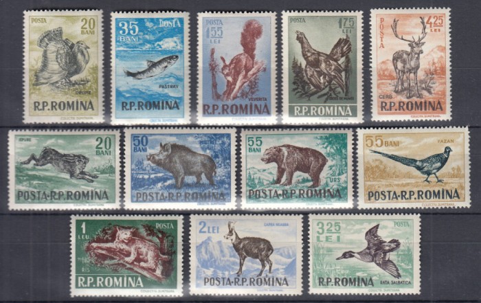 ROMANIA 1956 LP 404 VANATOAREA SERIE DANTELATA MNH