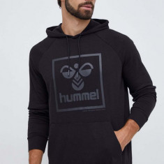 Hummel bluza barbati, culoarea negru, cu glugă, cu imprimeu