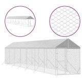 Cumpara ieftin Padoc exterior cu acoperis argintiu 2x14x2,5 m otel galvanizat