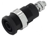 Conector banană 4mm soclu 36A 1kV negru nichelat
