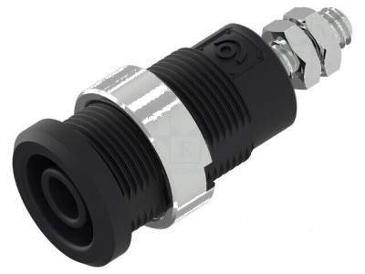 Conector banană 4mm soclu 36A 1kV negru nichelat foto