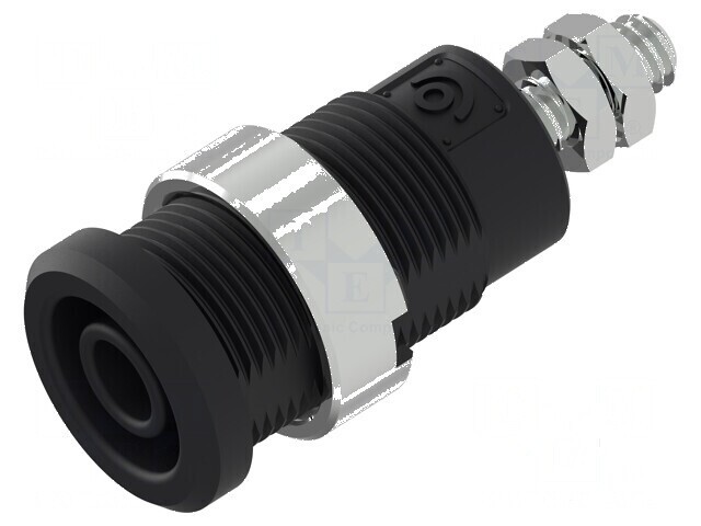 Conector banană 4mm soclu 36A 1kV negru nichelat