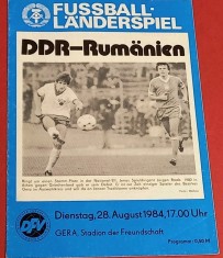 Program meci fotbal DDR (Germania Democrata) - ROMANIA 28.08.1984 foto