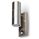 Corp iluminat soclu 2xgu10 ip44 cu senzor miscare inox, V-TAC