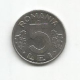 (No1) moneda- ROMANIA- 5 Lei 1992, Nichel