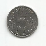 (No1) moneda- ROMANIA- 5 Lei 1992, Nichel