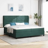 Pat cu arcuri și saltea Verde &icirc;nchis 200 x 200 cm din catifea.