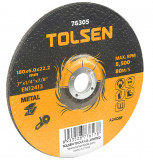 Disc abraziv cu centru coborat metal, 115x6x22 mm, Tolsen